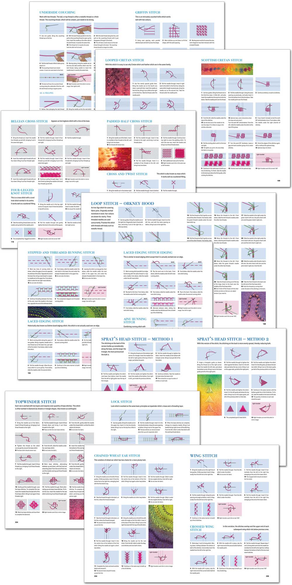 The Left-Handed Embroiderer's Stitch Dictionary sample pages