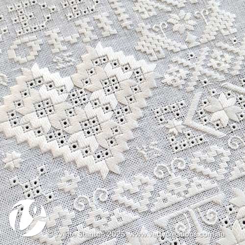 Dutch Heart Frisian Whitework sampler workshop with Yvette Stanton