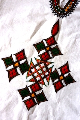 Ethiopian blouse with traditional style embroidered cross