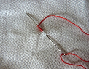 Bullion stitch, most common method
