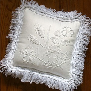 Mountmellick embroidery wildflower cushion