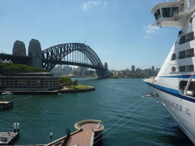 bridge&ship0302 Docked right near the Sydney Harbour Bridge