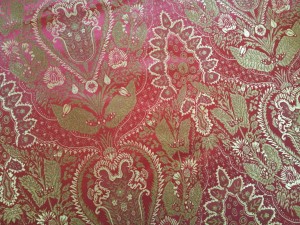 red and gold satin fabric