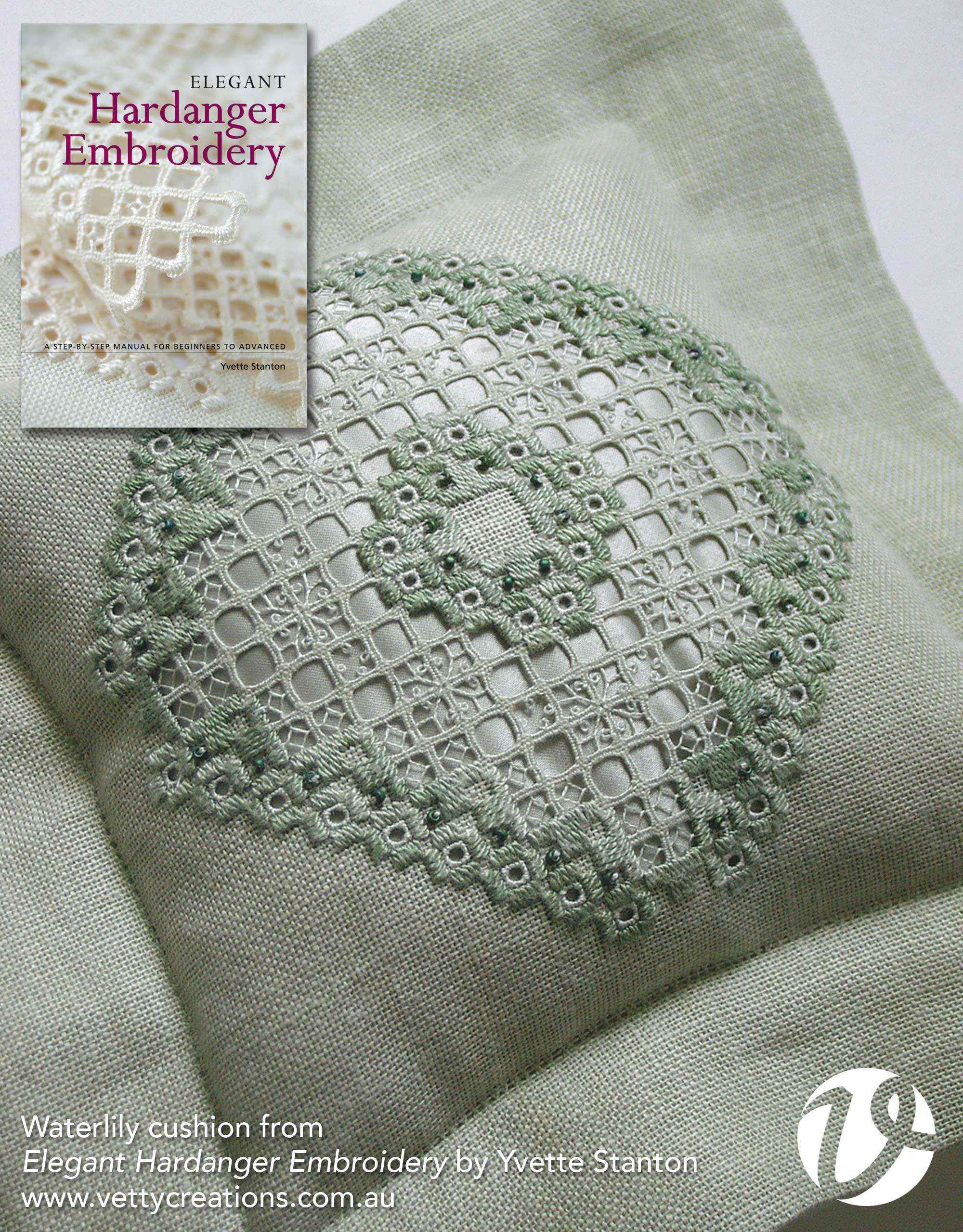 Waterlily cushion from Elegant Hardanger Embroidery