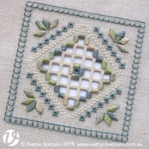 Blue green Hardanger panel (kit and pattern)