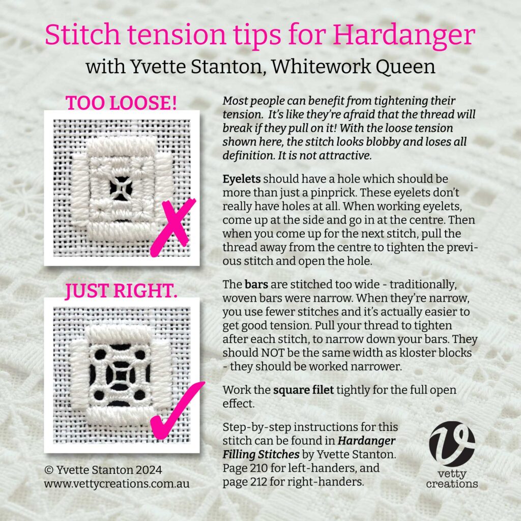 Stitch tension in Hardanger embroidery