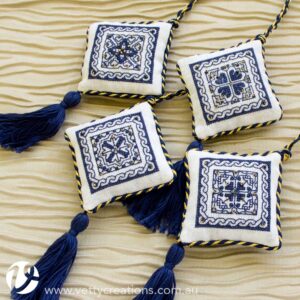 Blue blackwork Christmas decorations
